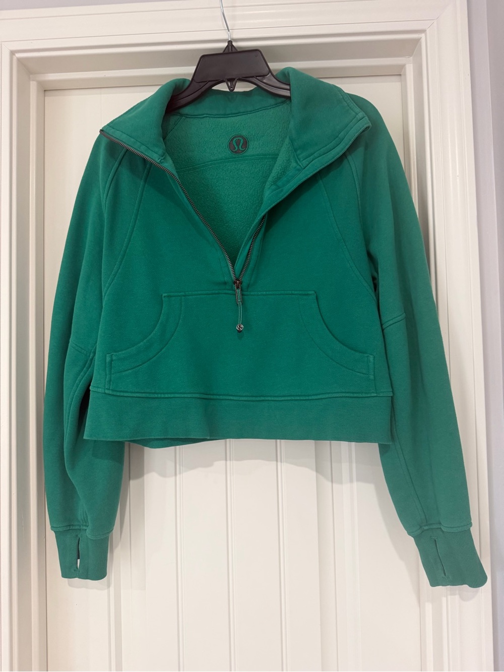 lululemon Scuba Cropped Green Half-Zip Rare Color!